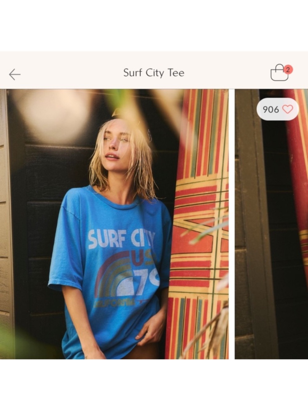 Free People Surf City Blue Graphic Tee